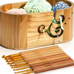Yarn Bowl for Crocheting with 9 Knitting Hooks
