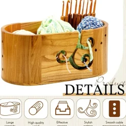 Yarn Bowl for Crocheting with 9 Knitting Hooks