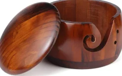 Yarn Bowl Knitting 7x5.1in Large Wood(Large Brown)
