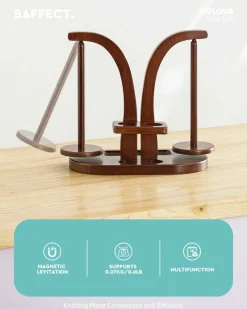 Yarn Holder Magnetic, Yarn Ball Holder Wooden, Yarn Spindle with Double Spindles, Spinning Yarn Holder for Crochet Lovers