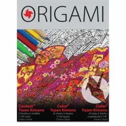 Yasutomo Color2 Coloring Origami Paper - Yuzen Kimono Designs, 24 Sheets  5-7/8" × 5-7/8"