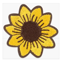 Yellow Embroidered Sunflower Iron-On & Adhesive Patch by Make Market®