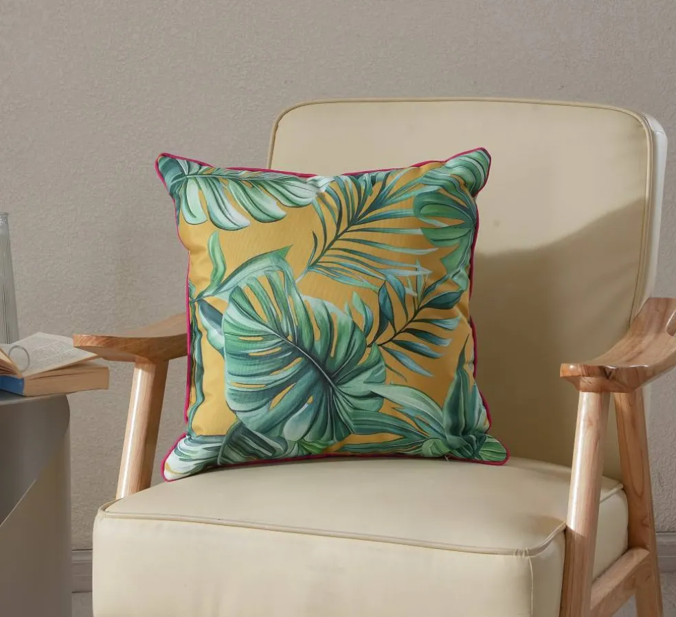 18" Yellow Monstera Leaf Outdoor Throw Pillow by Ashland®
