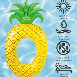 72" Yellow Pineapple Inflatable Tube Ring Swimming Pool Float