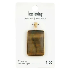 Yellow Tiger's Eye Rectangle Pendant by Bead Landing™