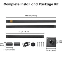 Yescom 10 Ft Sun Shade Sail Pole Post Canopy Awning Deck Patio Backyard with Pole Bracket Clamp Powder Patio Outdoor 121" Black