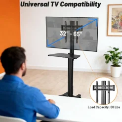 Yescom NexusX Presenter Rolling TV Stand Mobile TV Cart for 32" to 65" LCD LED Screen TVs Office Lecture