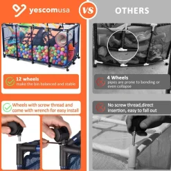 Yescom 2 Pack Mesh Pool Storage Bin Rolling Cart Noodle Holder Organizer Large 2026