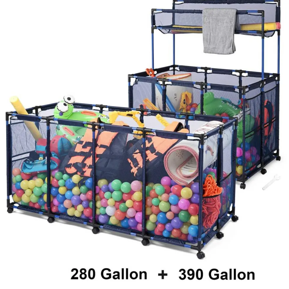 Yescom 2 Pack Mesh Pool Storage Bin Rolling Cart Noodle Holder Organizer Large 2026