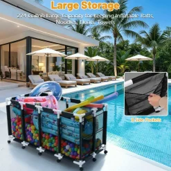 Yescom 2PCS Extra Large Mesh Pool Storage Bins w/ Mesh Cover Net for Pool Floats 2026