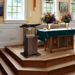 Yescom Rolling Lectern Podium Stand Classroom 24"Lx15"Wx33"H Adjustable Lockable Wheels Mobile Laptop Cart Tilting Tabletop Pulpits School Teacher Churches Event Office Brown