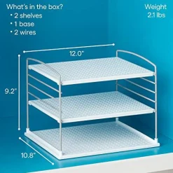 YouCopia UpSpace Cabinet Box Organizer, Adjustable Kitchen and Pantry Shelf for Plastic Wrap and Foil Storage, Large