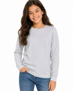 Youth Fine Jersey Long Sleeve Crewneck T Shirt