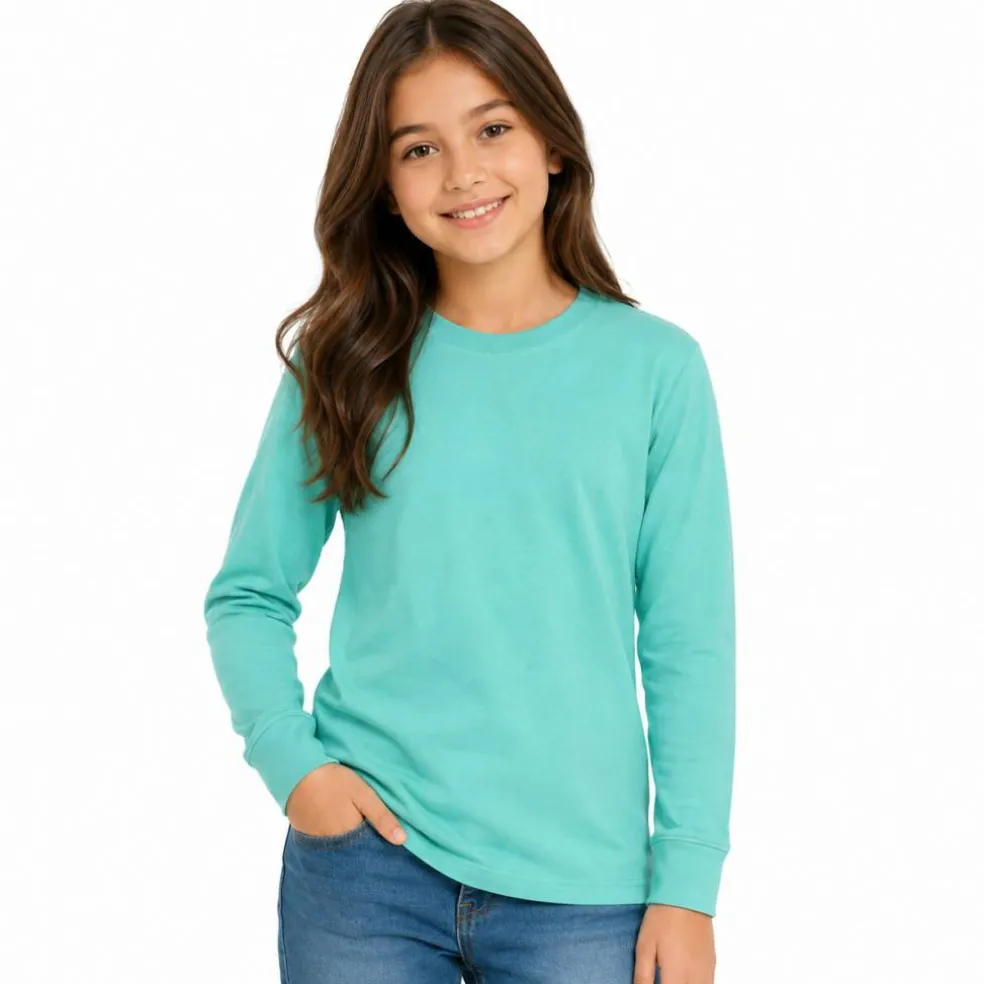 Youth Fine Jersey Long Sleeve Crewneck T Shirt