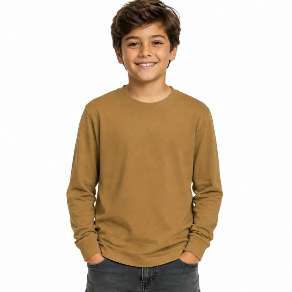 Youth Fine Jersey Long Sleeve Crewneck T Shirt