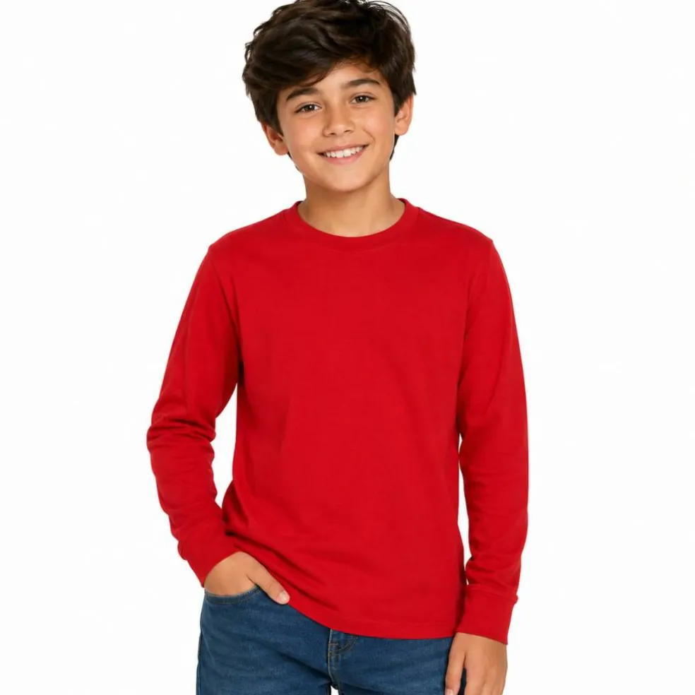 Youth Fine Jersey Long Sleeve Crewneck T Shirt