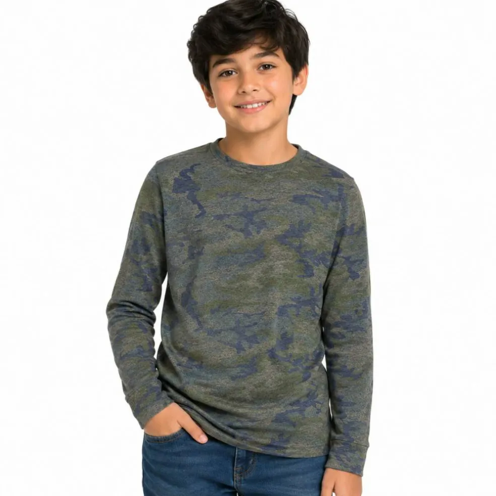 Youth Fine Jersey Long Sleeve Crewneck T Shirt