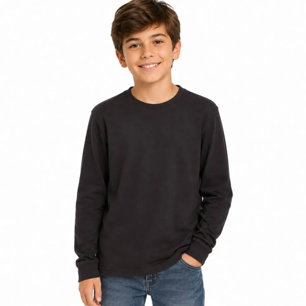 Youth Fine Jersey Long Sleeve Crewneck T Shirt