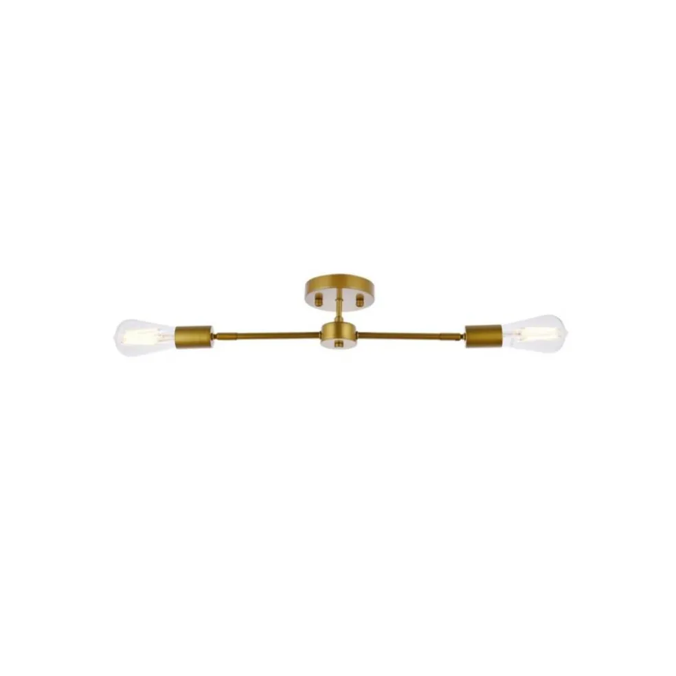 Zane 2 lights brass flush mount
