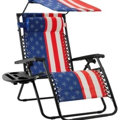 Zero-Gravity Lounge Chair with Canopy and Cup Holders Tablet Stand for Outdoor Relaxation